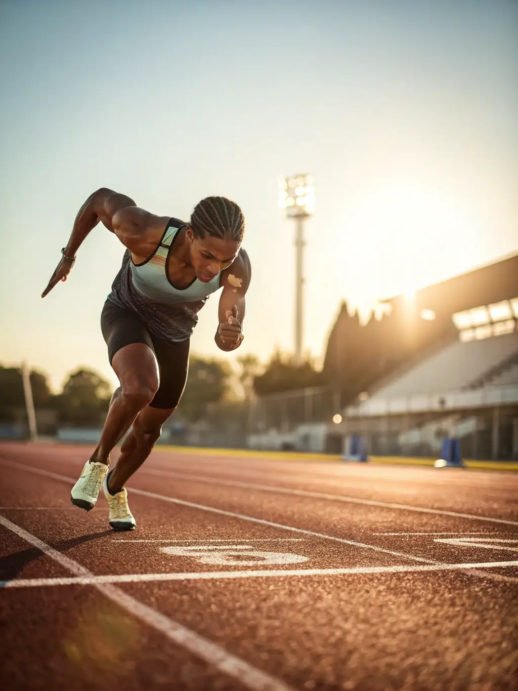Athletes participating in track and field events, demonstrating speed, endurance, and technique.