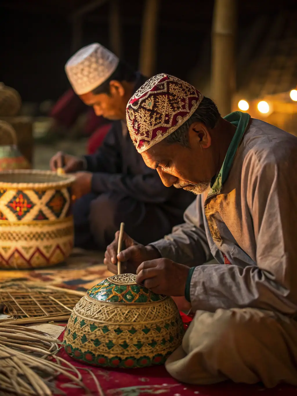 A photo capturing a traditional craft demonstration during a cultural festival organized by PATRIMOINE, CULTURE ET TRADITIONS.